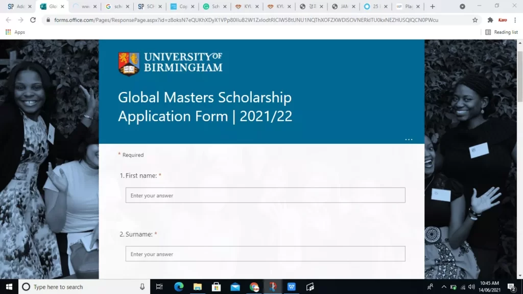 Global Scholarship June 2021 at University of Birmingham (UK)