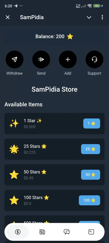 Sampidia Sell Telegram Stars