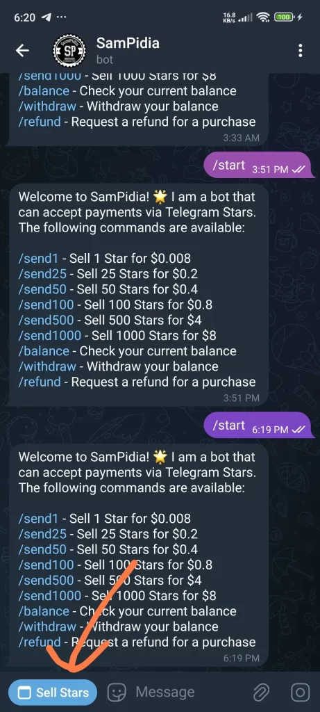Sampidia Sell Telegram Stars